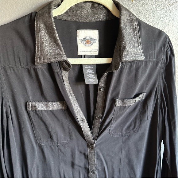 Harley Davidson black button up long sleeve - Picture 2 of 7